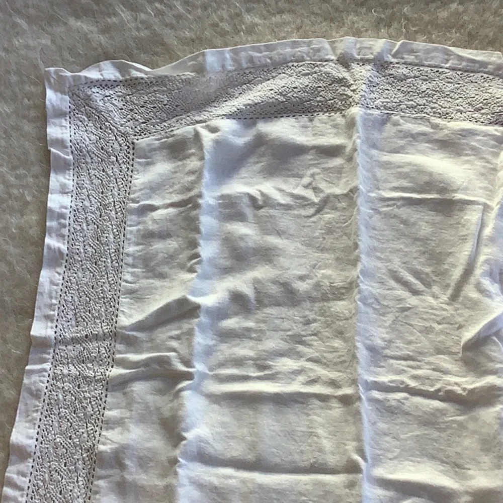 RH Linen Euro sham Italian Tombolo Braided Lace Linen